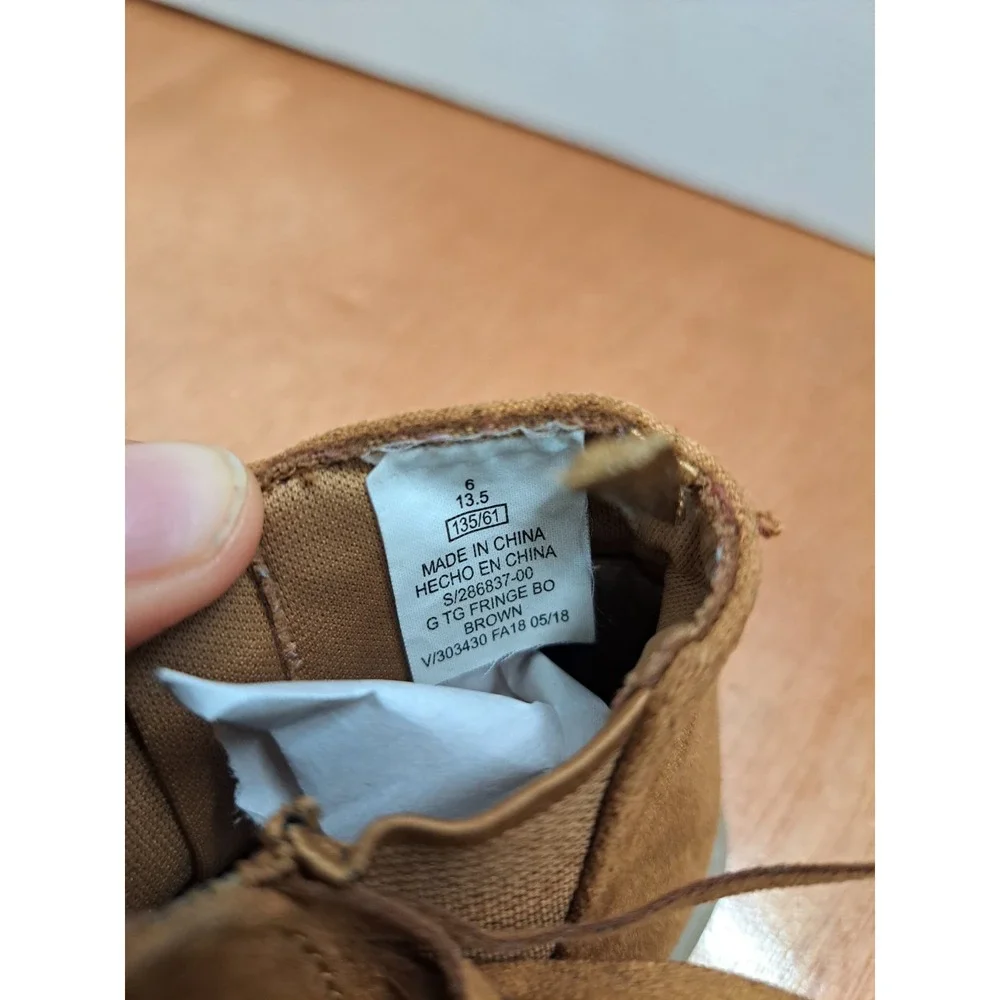 OLD NAVY Girls' Toddler Brown Faux Suede Flat Mid Top Combat Boots Size 6